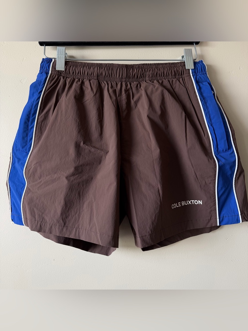 Cole Buxton Swim Shorts Mens XS Brown Blue Nylon Athletic Shorts